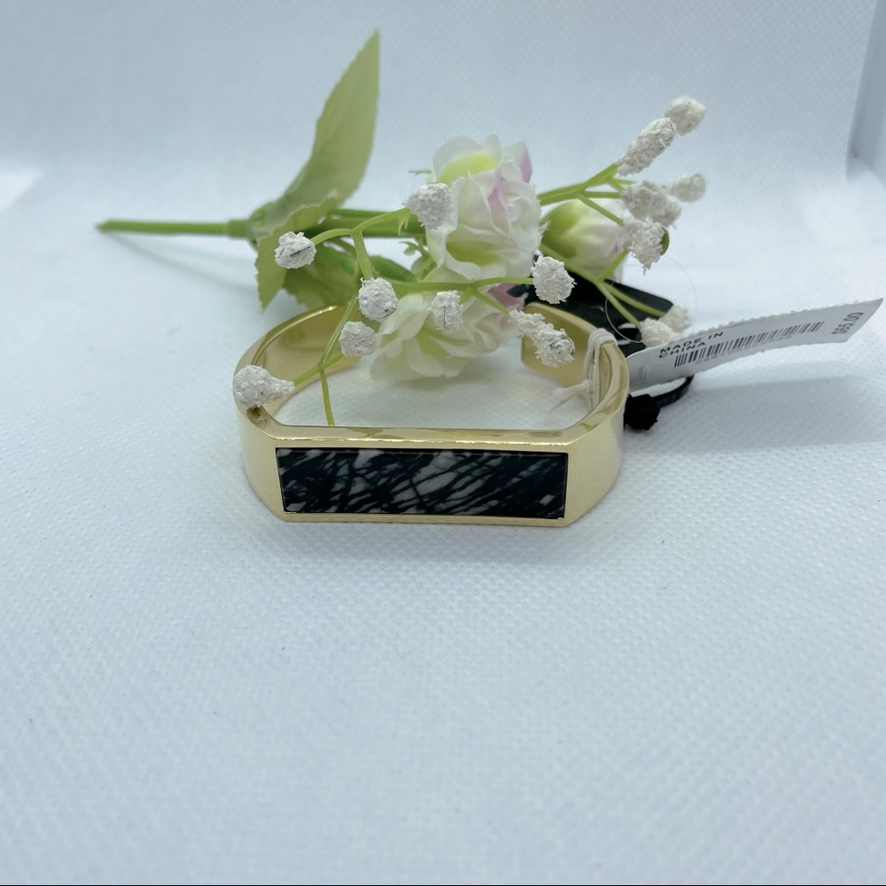NWT J. Crew Flat Stone Cuff Bracelet Gold Black - Picture 4 of 6